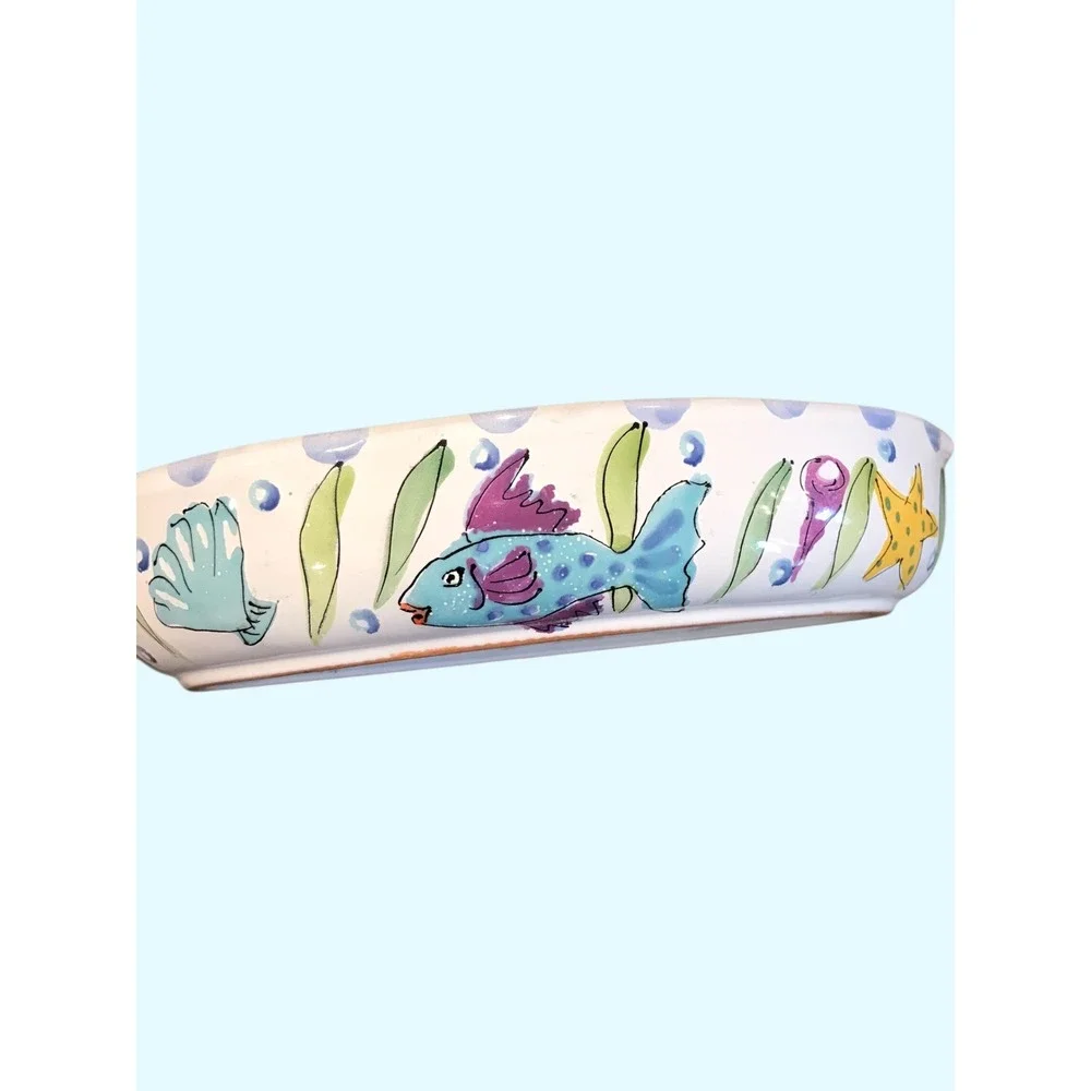 Vintage Hand‎ Painted Nautical Ceramic Oval Platter